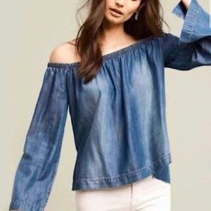 Cloth & stone off the shoulder chambray Blouse